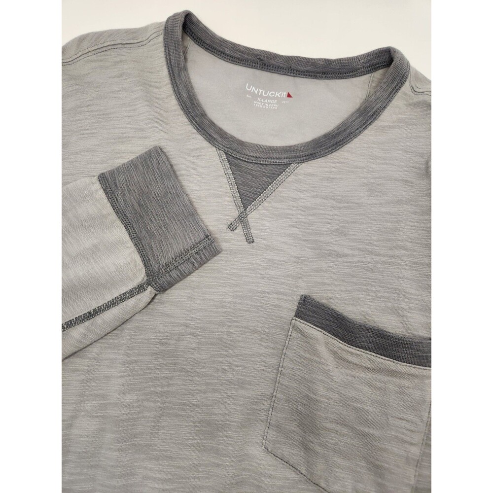 UNTUCKit Pocket‎ T-Shirt Men's XL Gray Long Sleeve Cotton Crew Casual Almar